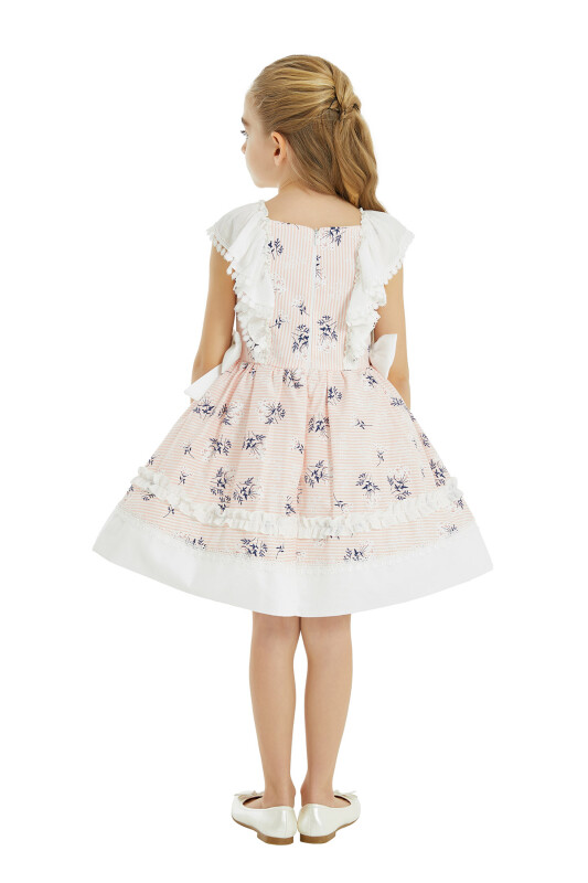 Salmon Girl Flowery Dress 4-8 AGE 32144PR - 4