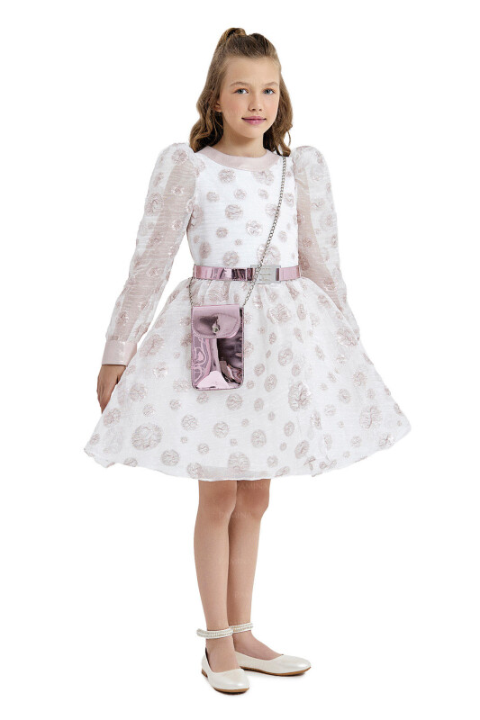 Powder Silvery Organza Dress 8-12 AGE 33086PR - 2