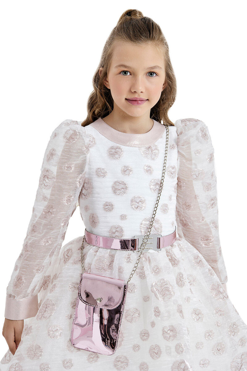 Powder Silvery Organza Dress 8-12 AGE 33086PR - 3