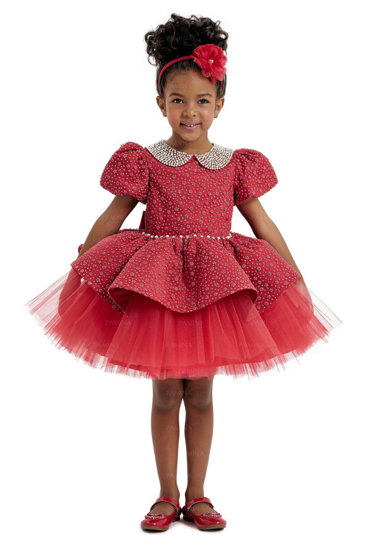 Red Baby Collared and Tutu Dress 2-6 AGE 33116PR 