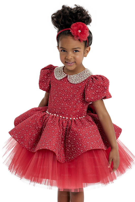 Red Baby Collared and Tutu Dress 2-6 AGE 33116PR - 3