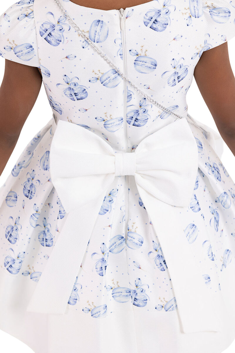Blue V-necked, Dress for Girls 2-6 AGE 33184PR - 6