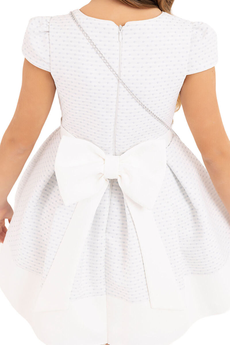 Blue V-collar dress for girls 4-8 AGE 33234PR - 6