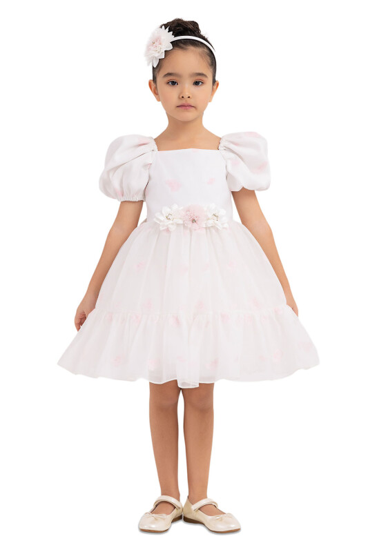 Pink Balloon-Sleeved Dress for Girls 2-6 AGE 33094PR 