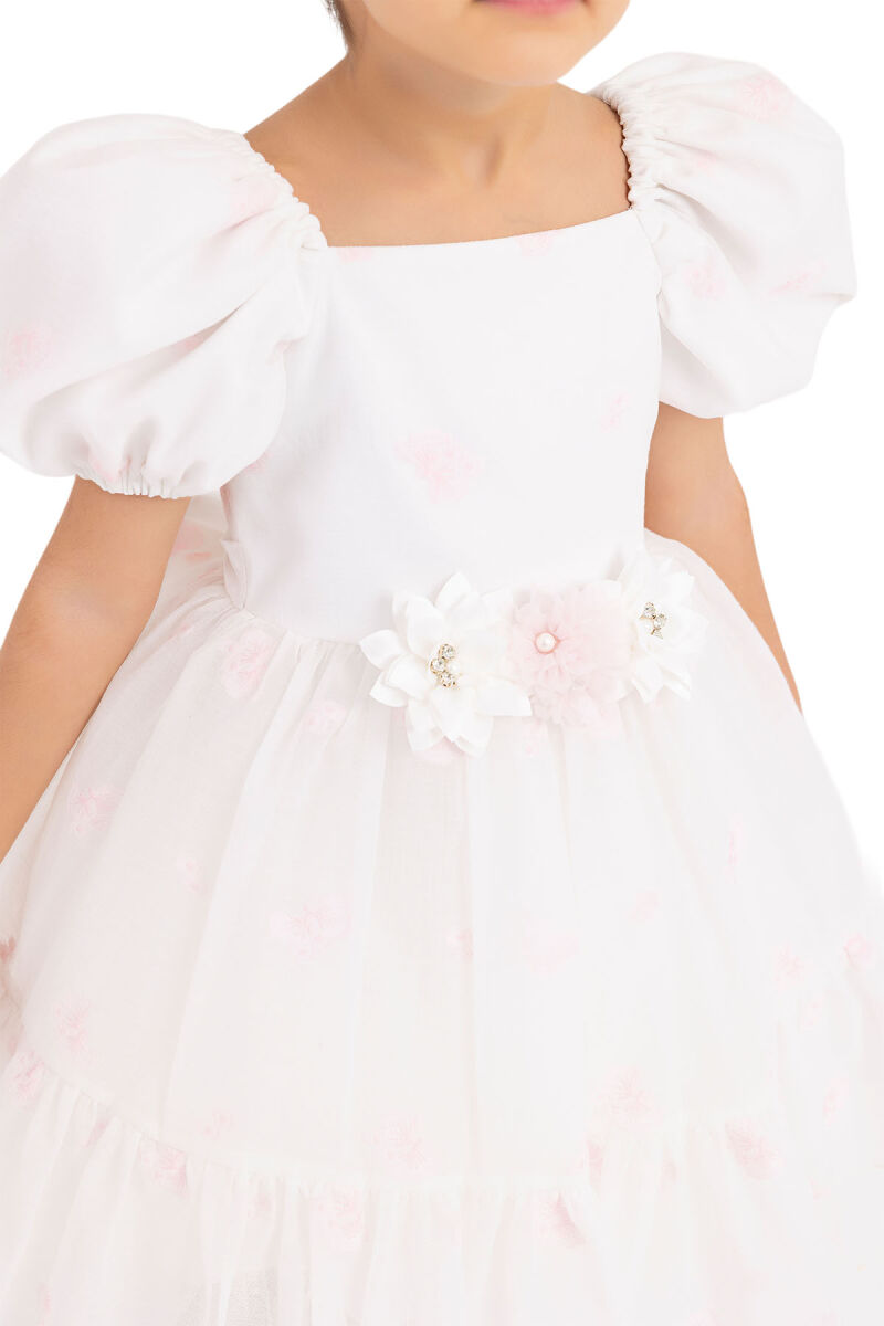 Pink Balloon-Sleeved Dress for Girls 2-6 AGE 33094PR - 3