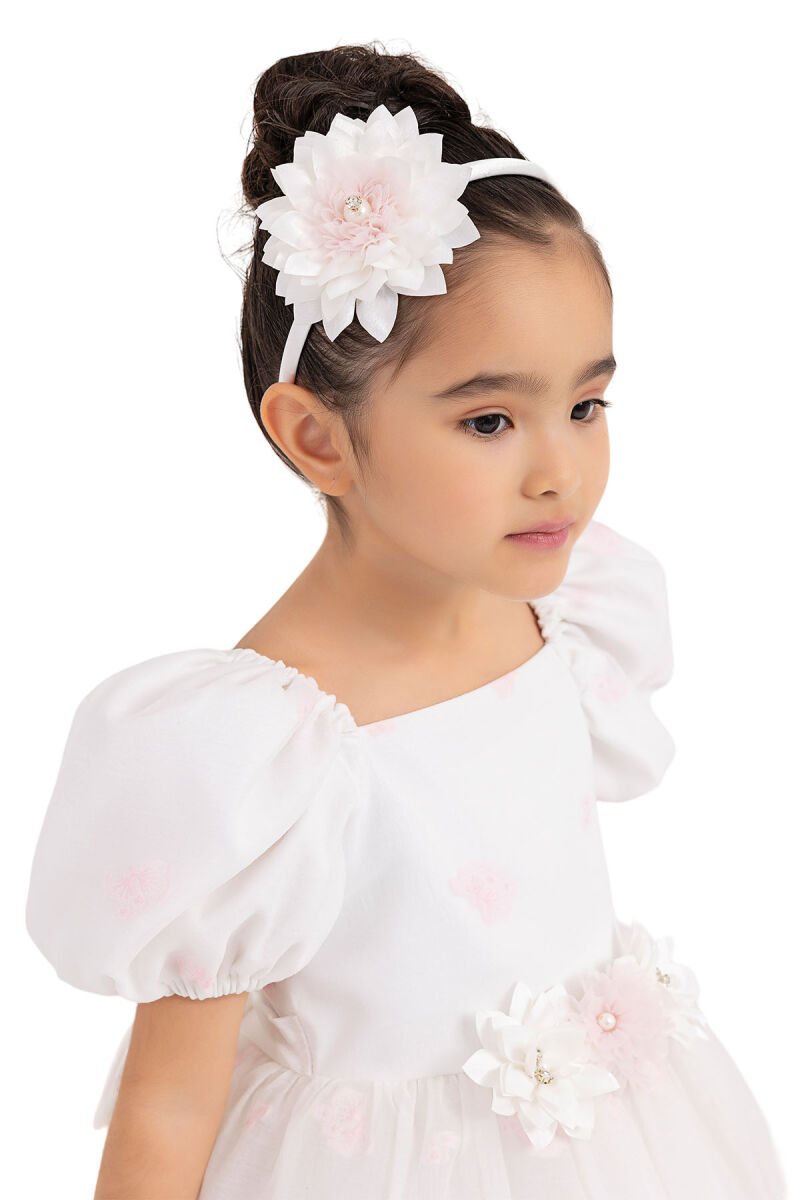 Pink Balloon-Sleeved Dress for Girls 2-6 AGE 33094PR - 4