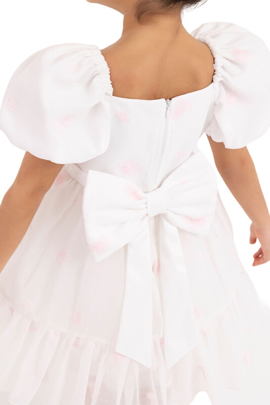 Pink Balloon-Sleeved Dress for Girls 2-6 AGE 33094PR - 6