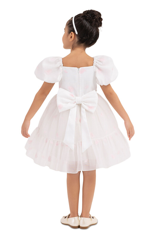 Pink Balloon-Sleeved Dress for Girls 2-6 AGE 33094PR - 7