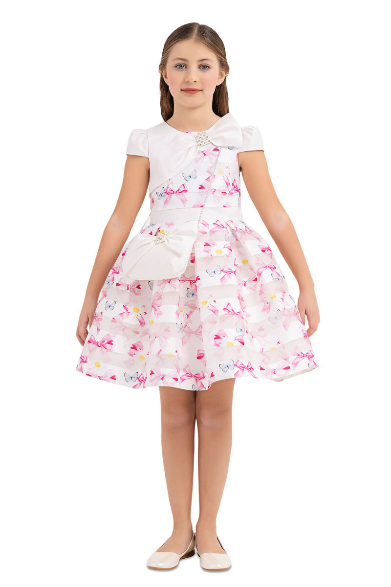 Pink Moon-sleeved dress for girls 4-8 AGE 33269PR - 1