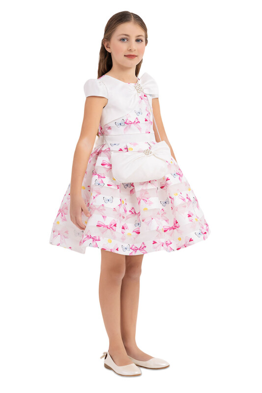 Pink Moon-sleeved dress for girls 4-8 AGE 33269PR - 2