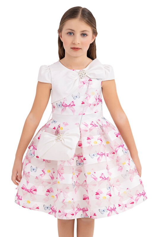 Pink Moon-sleeved dress for girls 4-8 AGE 33269PR - 4