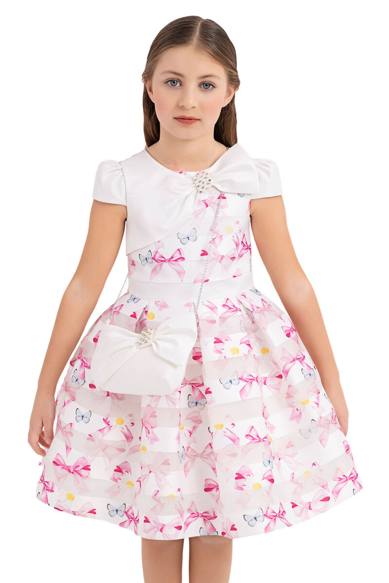 Pink Moon-sleeved dress for girls 4-8 AGE 33269PR - 4