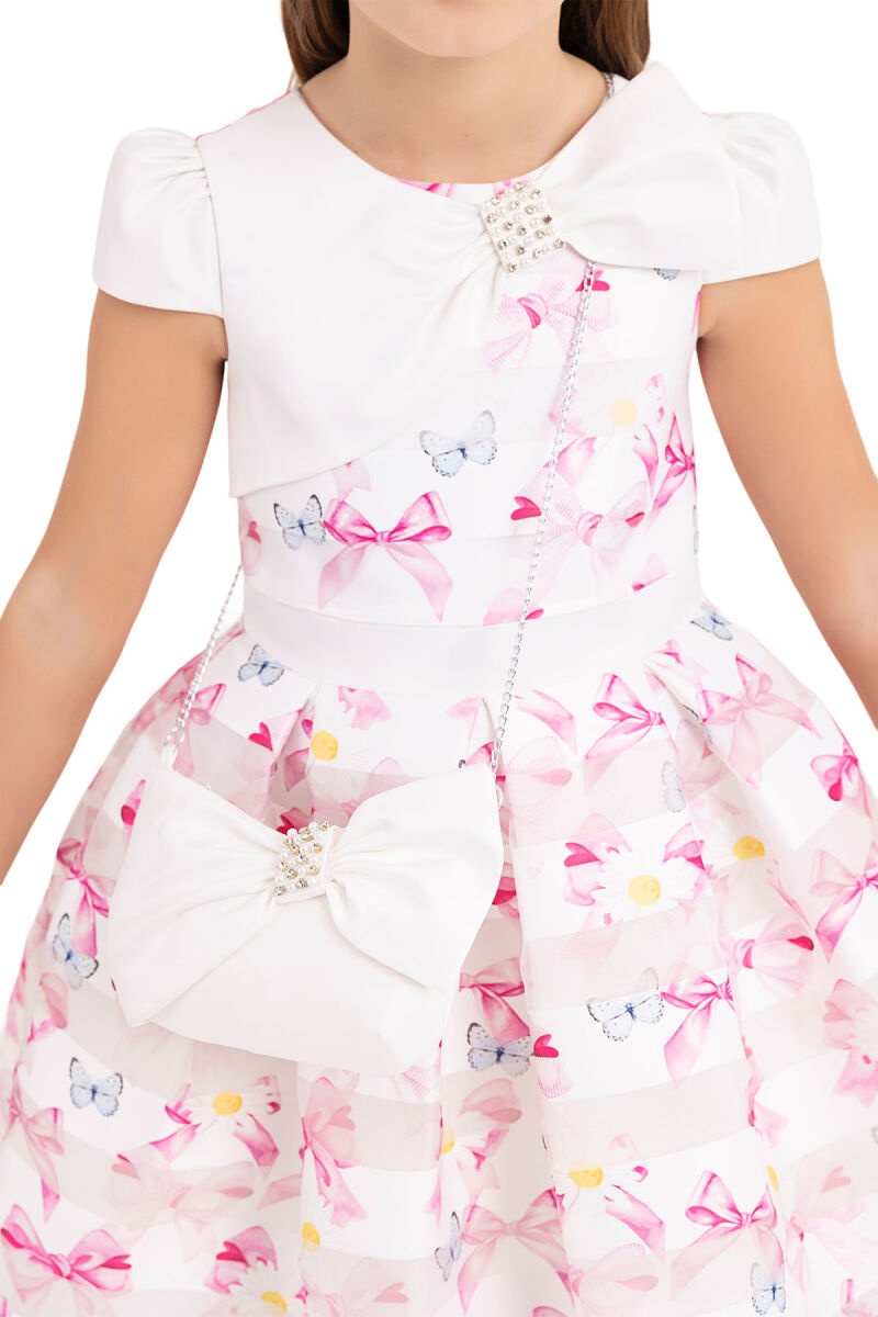 Pink Moon-sleeved dress for girls 4-8 AGE 33269PR - 5