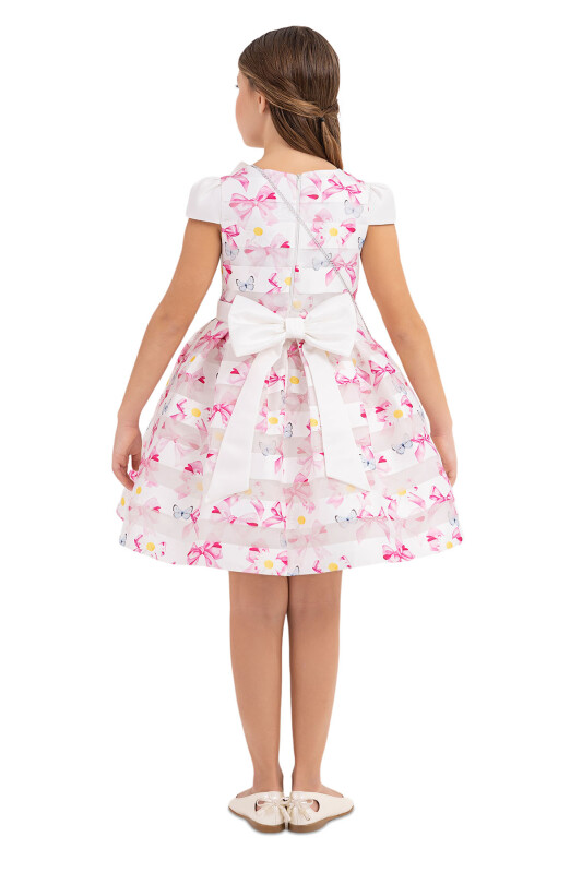 Pink Moon-sleeved dress for girls 4-8 AGE 33269PR - 7
