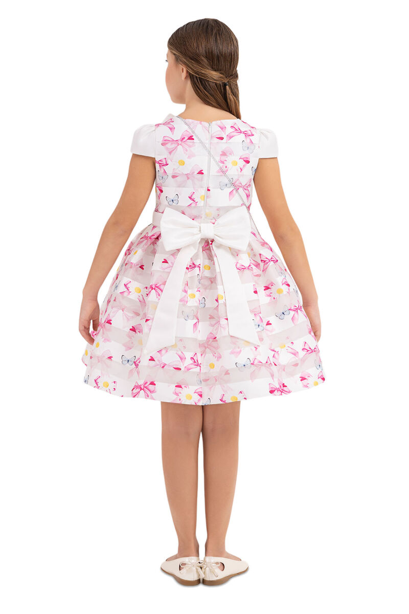 Pink Moon-sleeved dress for girls 4-8 AGE 33269PR - 7