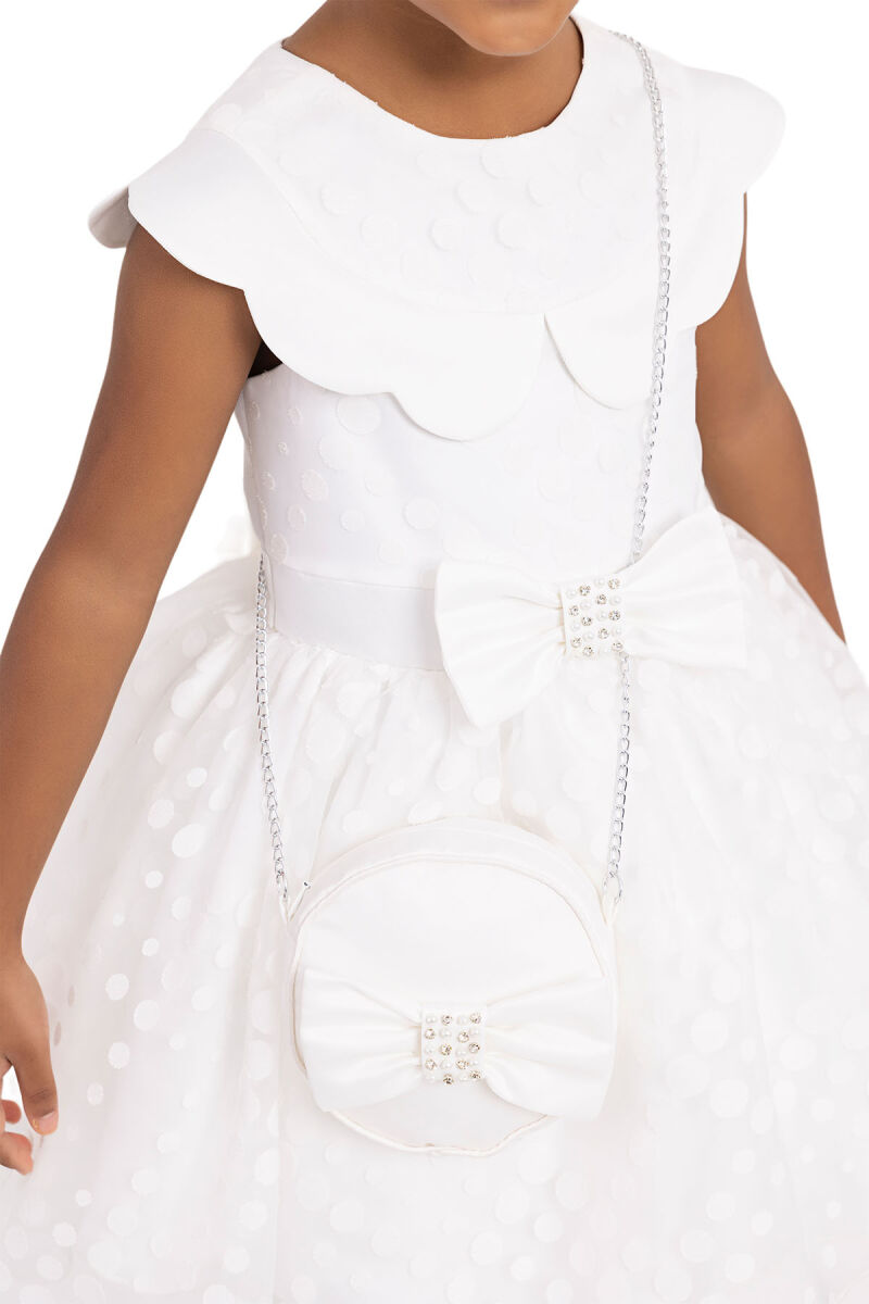 Ecru Spotted Dress for Girls 2-6 AGE 33351PR - 4