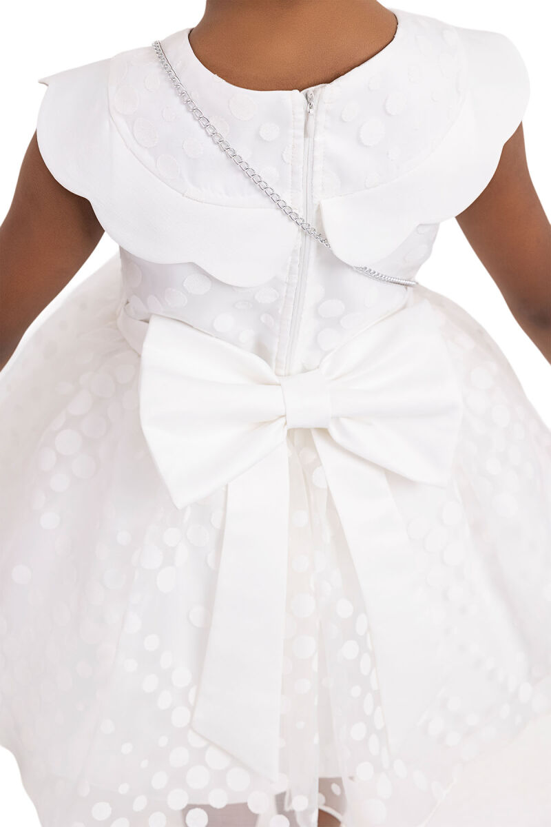 Ecru Spotted Dress for Girls 2-6 AGE 33351PR - 6