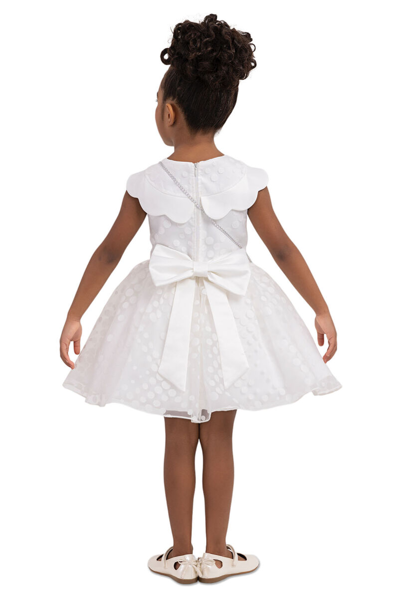 Ecru Spotted Dress for Girls 2-6 AGE 33351PR - 7