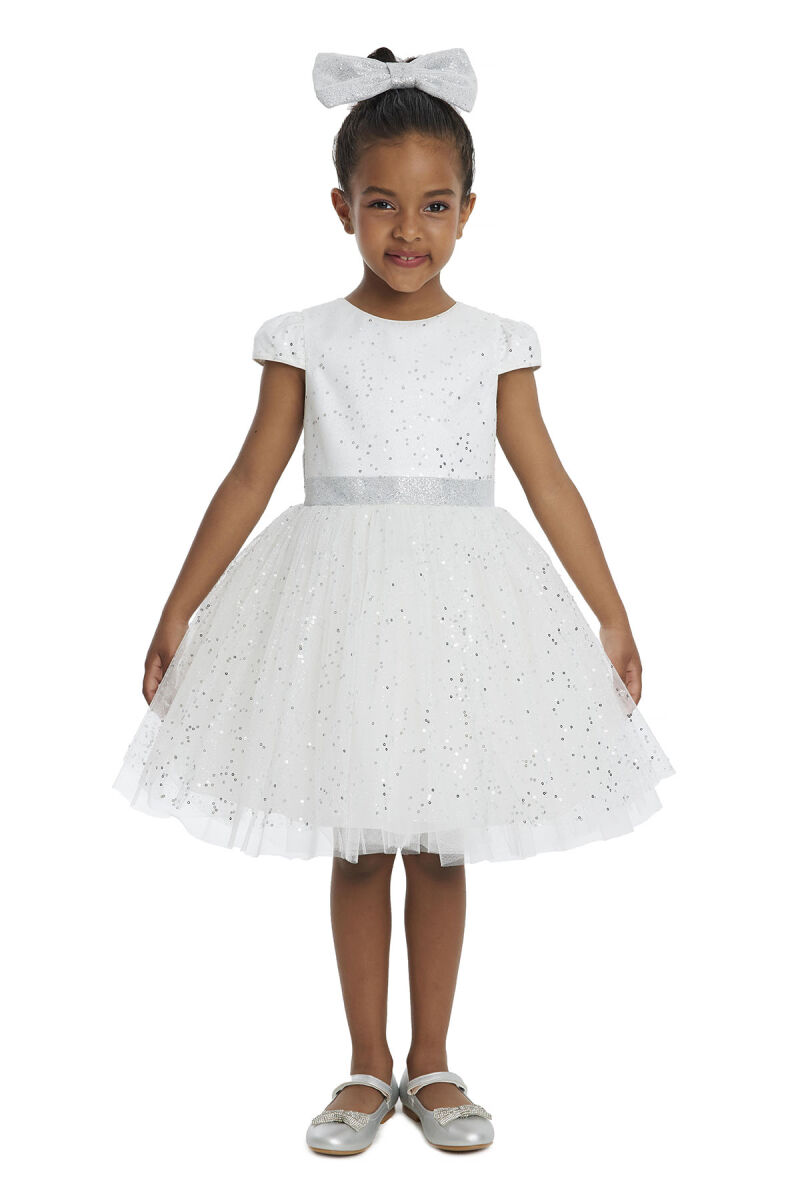 Ecru Girl's Glittery Tulle Dress 3-7 AGE 34001PR - 1