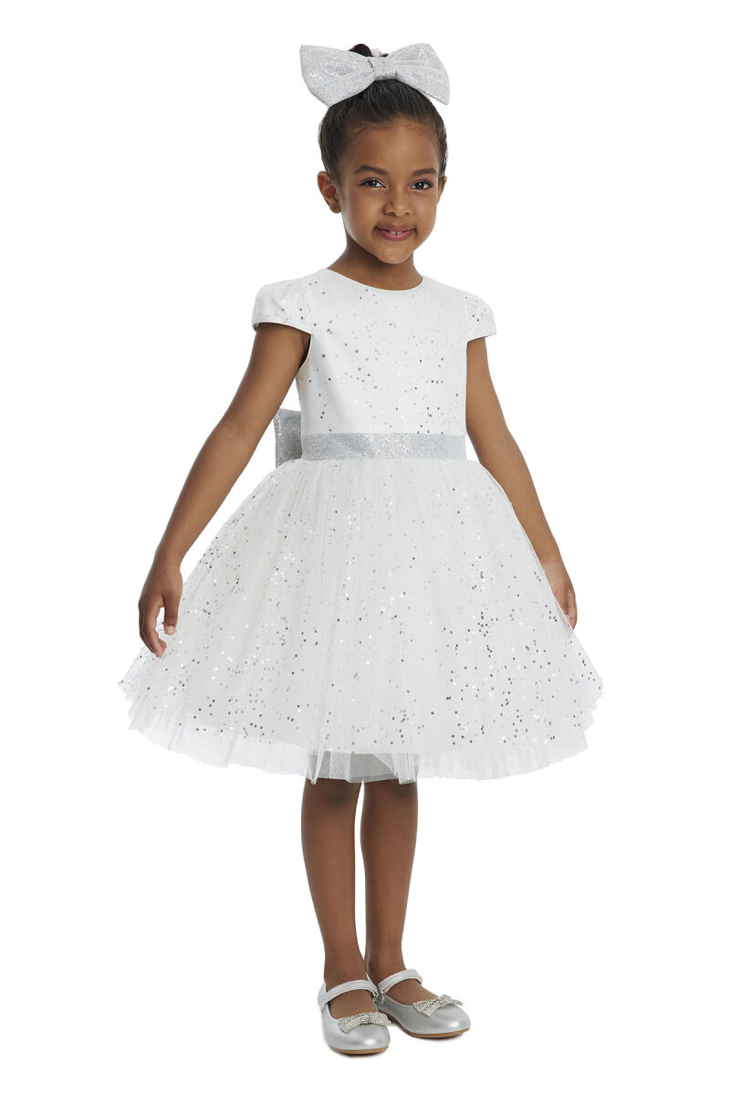 Ecru Girl's Glittery Tulle Dress 3-7 AGE 34001PR - 2