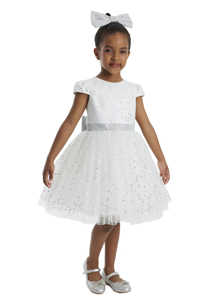Ecru Girl's Glittery Tulle Dress 3-7 AGE 34001PR - 3