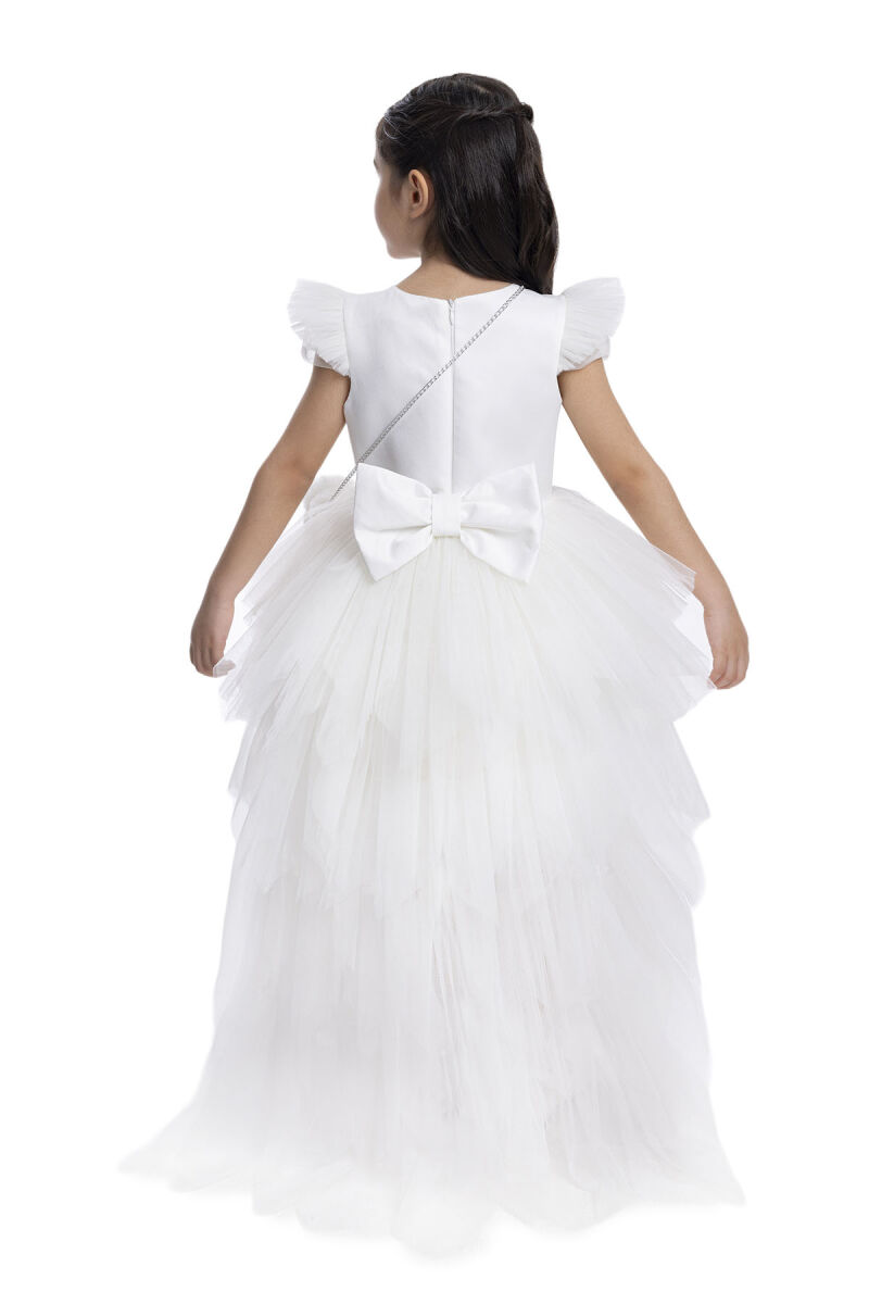 Ecru Layered Skirted Girl's Dress 3-7 AGE 34022PR - 8