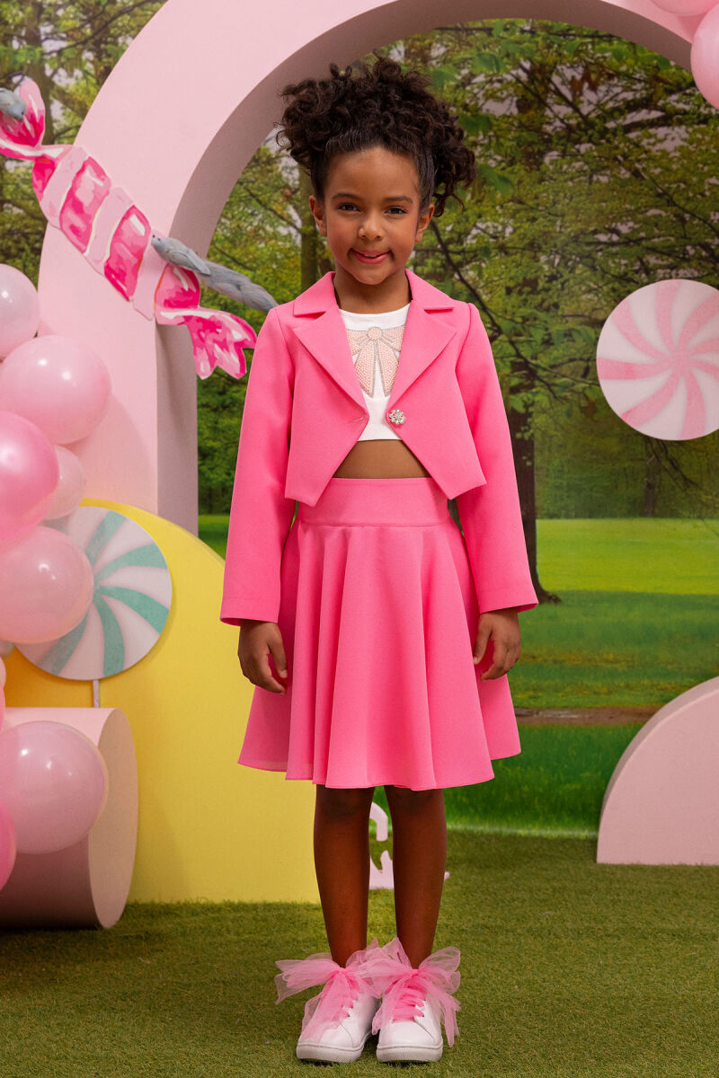 CandyPink Girls Blazer and Skirt Set with Sleeveless T-Shirt 3-7 AGE 34320PR - 1
