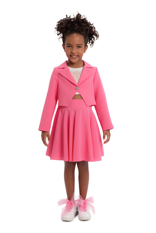 CandyPink Girls Blazer and Skirt Set with Sleeveless T-Shirt 3-7 AGE 34320PR - 2