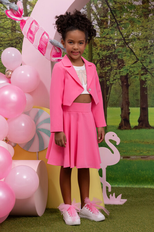 CandyPink Girls Blazer and Skirt Set with Sleeveless T-Shirt 3-7 AGE 34320PR - 9