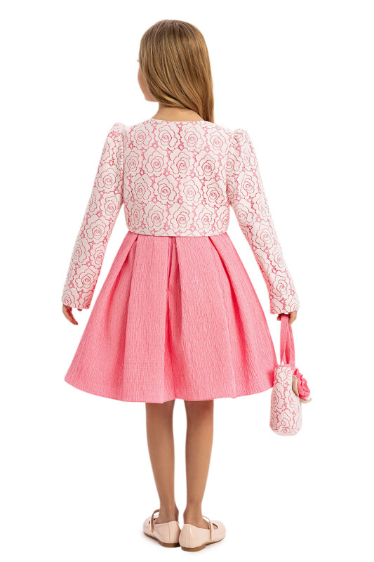 Pink Dress with Lace Bolero and Matching Bag 3-7 AGE 35330PR - 8