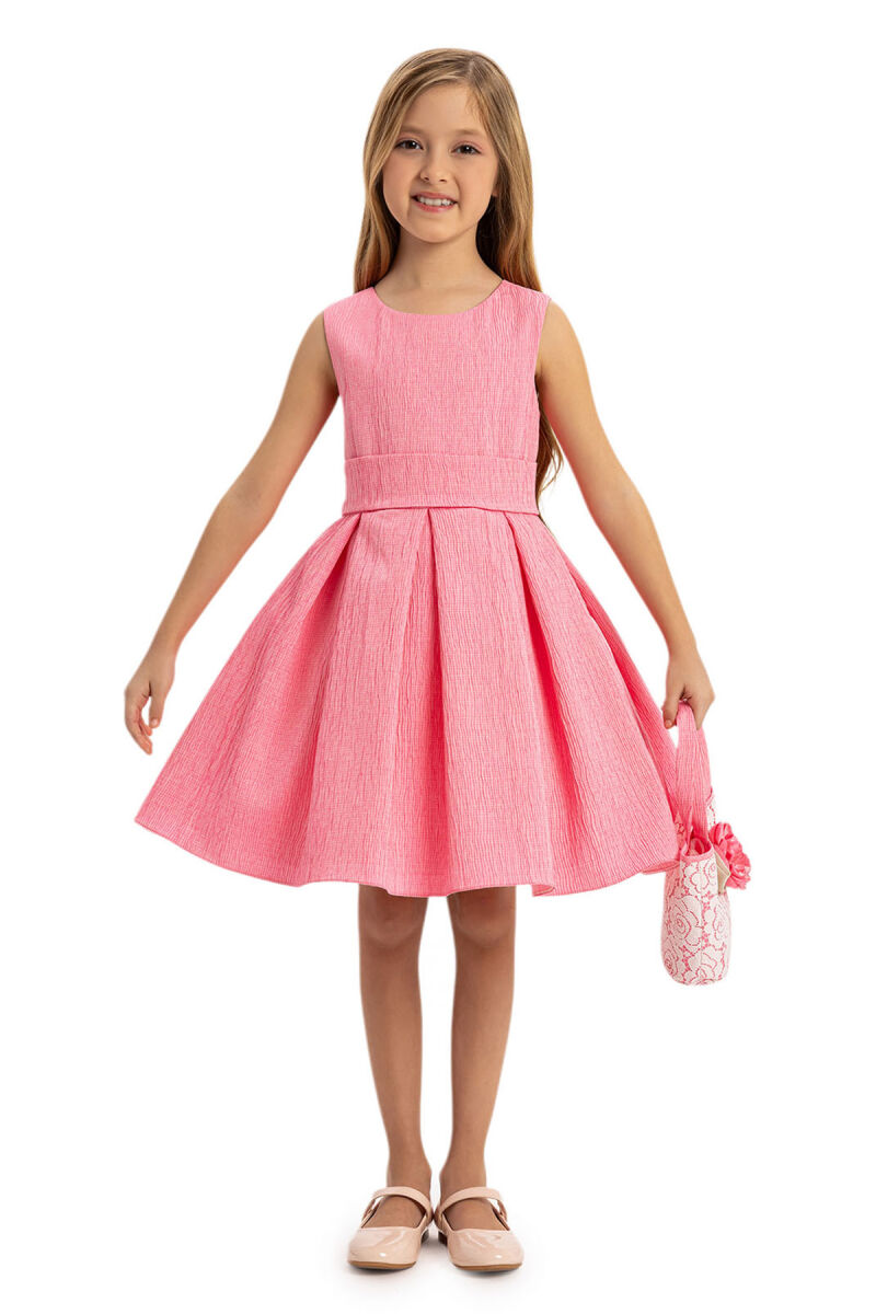 Pink Dress with Lace Bolero and Matching Bag 3-7 AGE 35330PR - 9