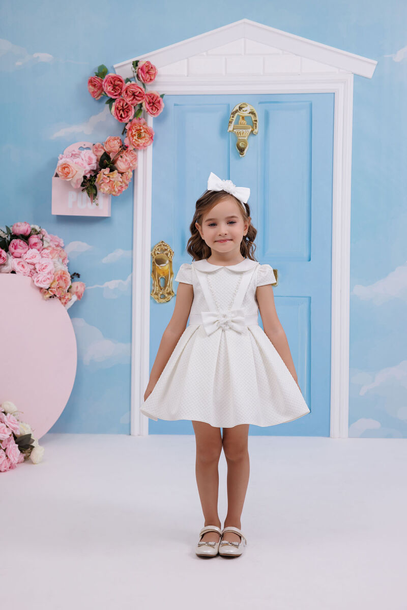 Ecru Baby Girl Dress with Hair Accessory 6-24 MONTH 35135PR - 2