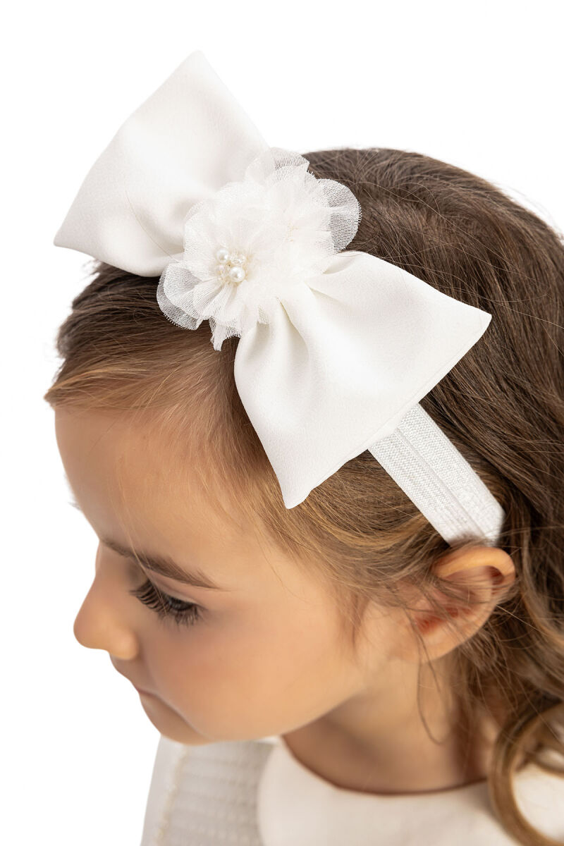 Ecru Baby Girl Dress with Hair Accessory 6-24 MONTH 35135PR - 7