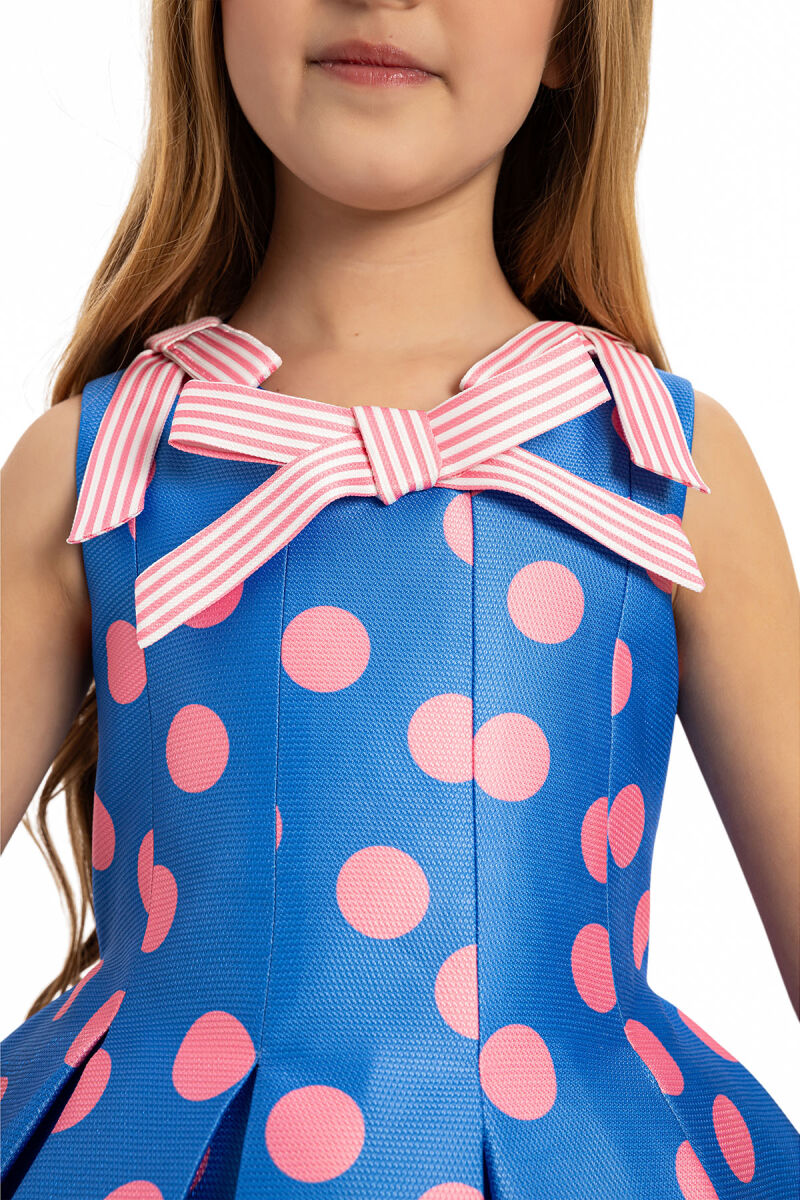 Blue Polka Dot Dress with Matching Bag 3-7 AGE 35316PR - 6