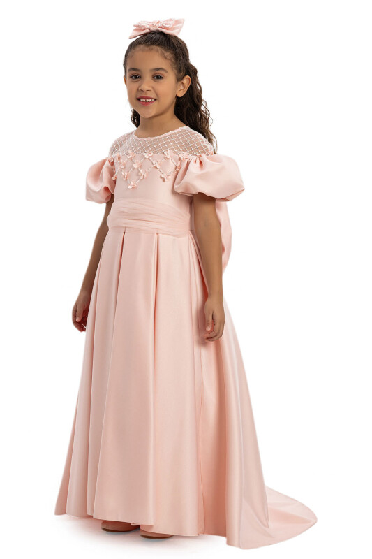 Powder Satin Girls Dress 3-7 AGE 35182PR - 2