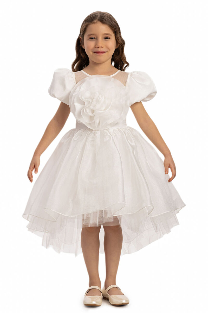 Ecru Girls Floral Satin Dress 3-7 AGE 35109PR - 1