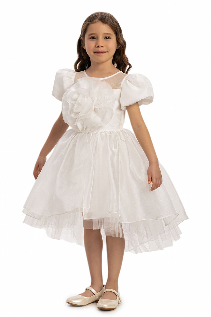Ecru Girls Floral Satin Dress 3-7 AGE 35109PR - 2