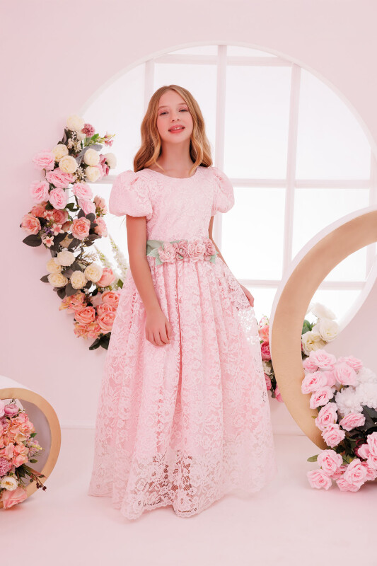 Powder Girls Long Lace Dress 8-14 AGE 35244PR - 2