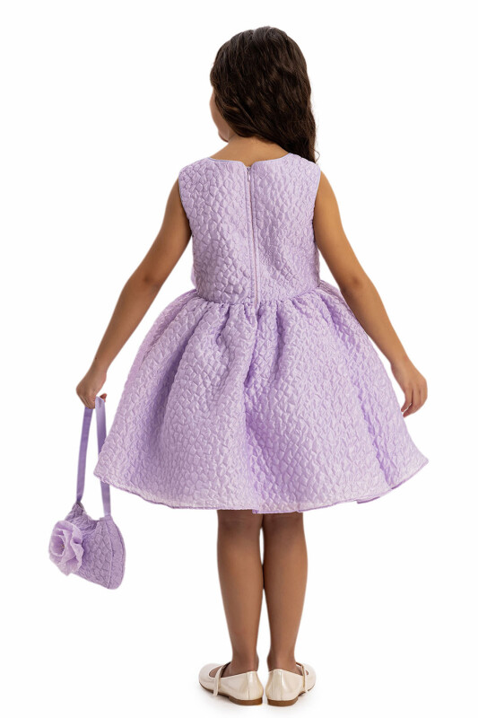 Lilac Textured Dress with Matching Bag 3-7 AGE 35303PR - 9