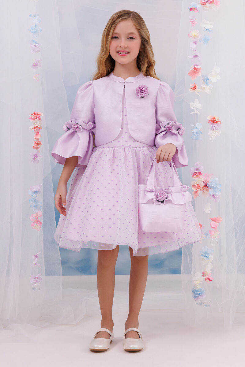 Lilac Dress with Matching Bolero and Bag 3-7 AGE 35294PR - 1