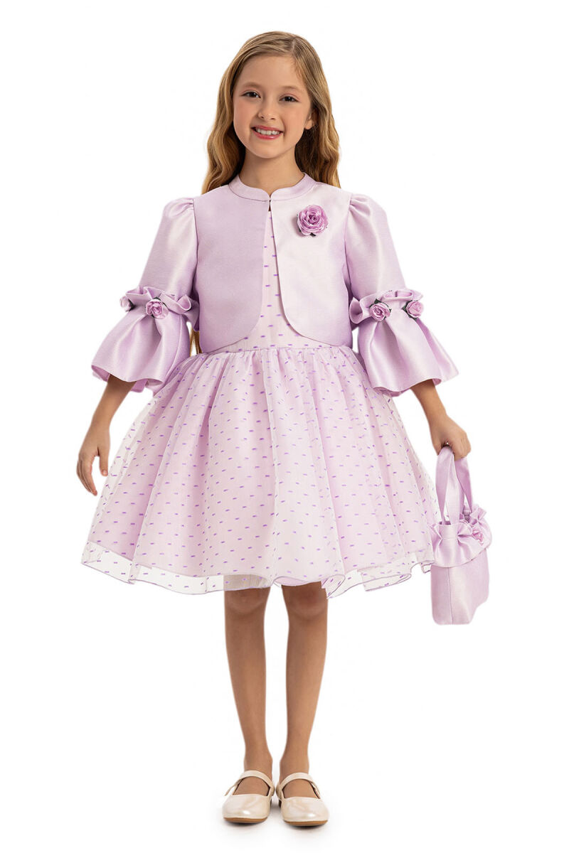 Lilac Dress with Matching Bolero and Bag 3-7 AGE 35294PR - 3