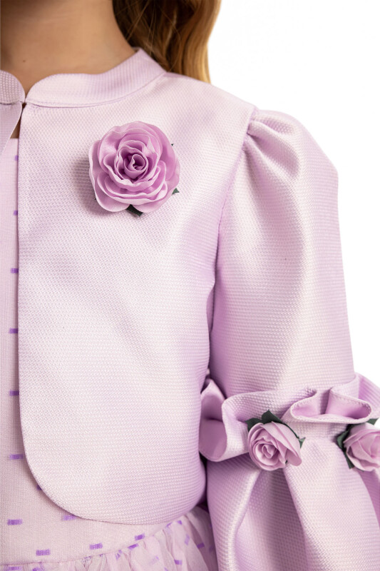 Lilac Dress with Matching Bolero and Bag 3-7 AGE 35294PR - 6