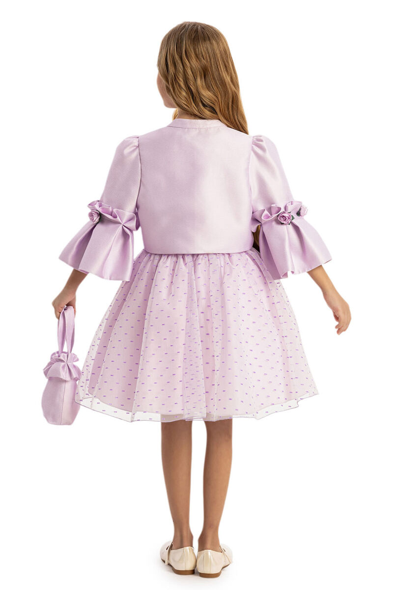 Lilac Dress with Matching Bolero and Bag 3-7 AGE 35294PR - 9