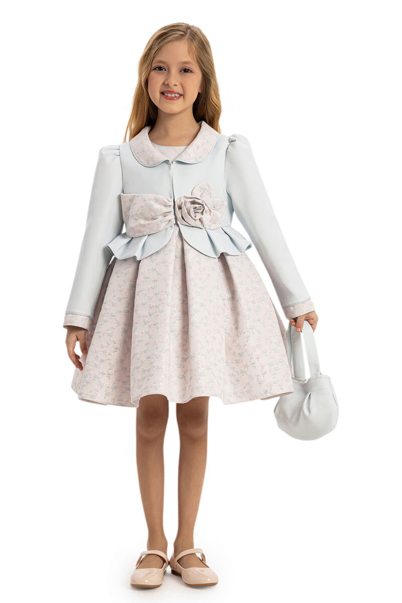 Blue Dress with Matching Bolero and Bag 3-7 AGE 35406PR - 4