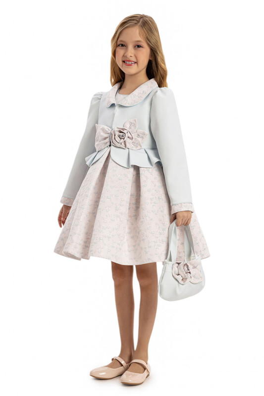 Blue Dress with Matching Bolero and Bag 3-7 AGE 35406PR - 5