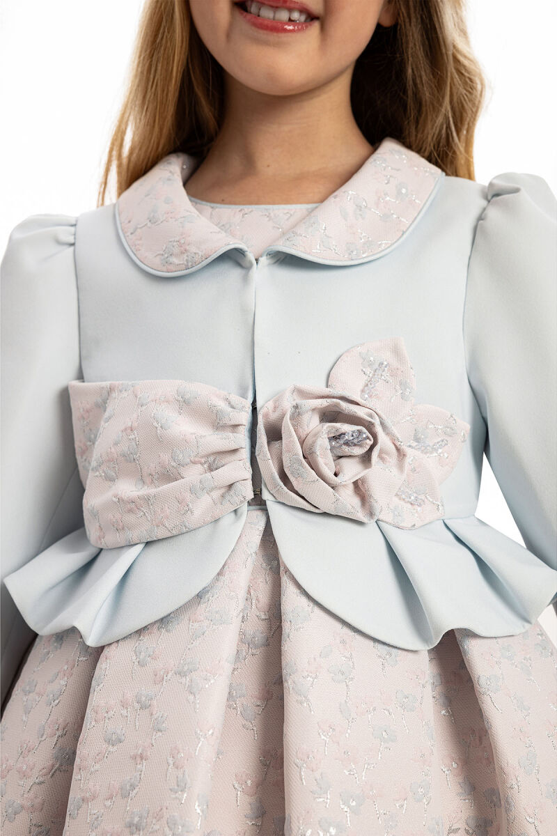 Blue Dress with Matching Bolero and Bag 3-7 AGE 35406PR - 6