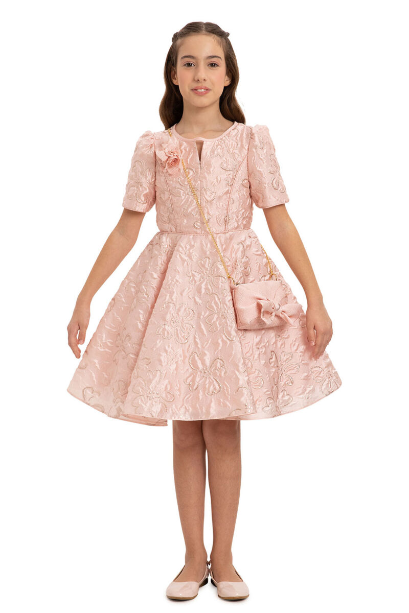 Powder Elegant Girls Dress with Matching Bag 8-14 AGE 35377PR - 1