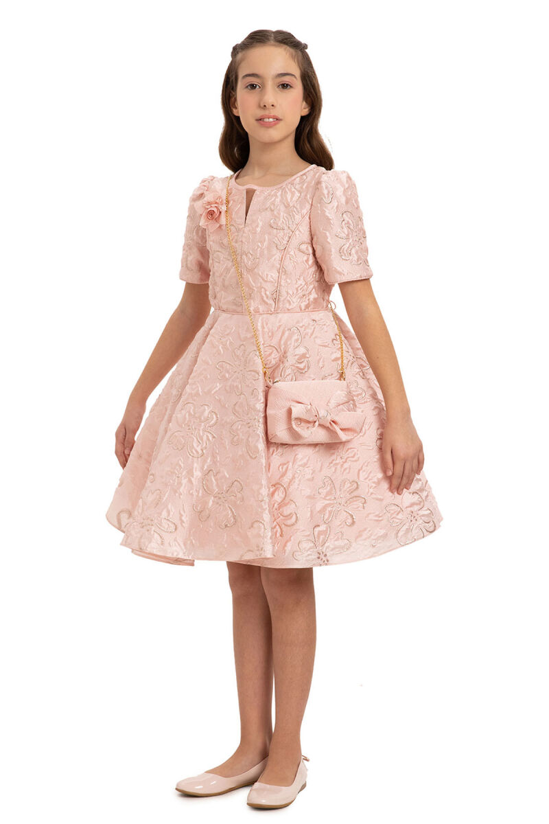 Powder Elegant Girls Dress with Matching Bag 8-14 AGE 35377PR - 2