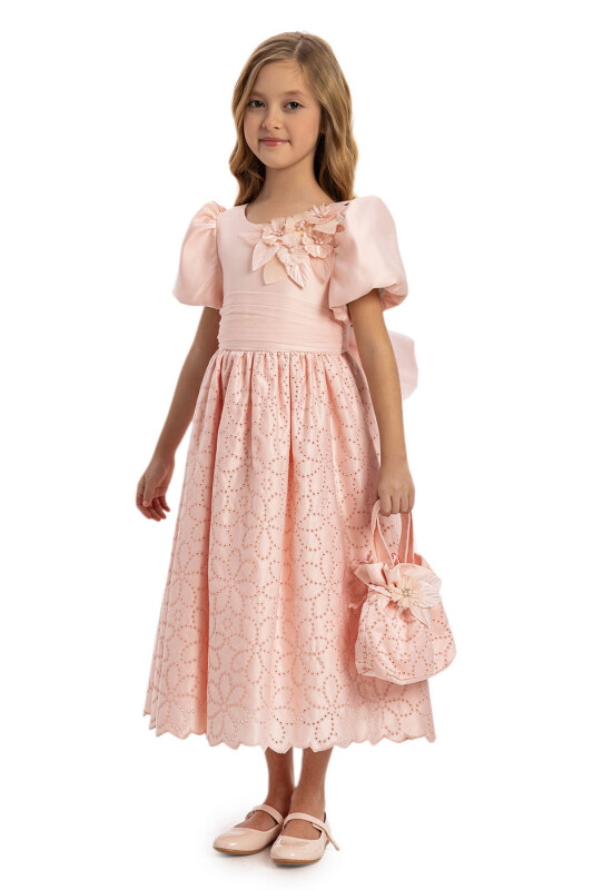 Powder Midi Dress with Matching Bag 3-7 AGE 35335PR - 2