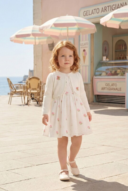 Ecru Baby Girls Embroidered Rose Dress & Jacket Set (6–24 Months) 6-24 MONTH 36385PR - Clothes